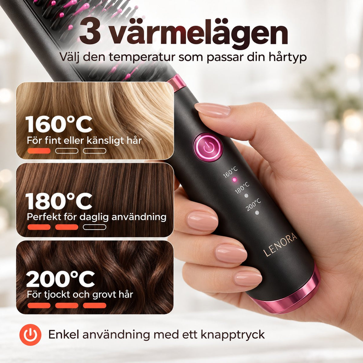 Lenora Sladdlös Värmeborste